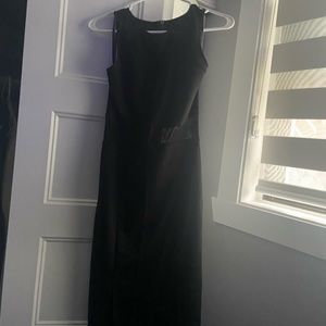 Black slit mesh dress